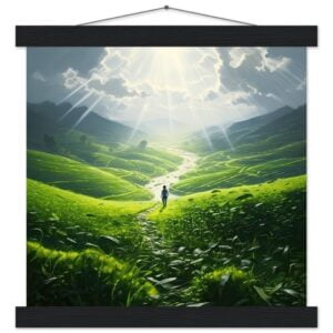 Daybreak - Fields of Green - Art Print with Hanger - 30x30 cm / 12x12″, Black wall hanger
