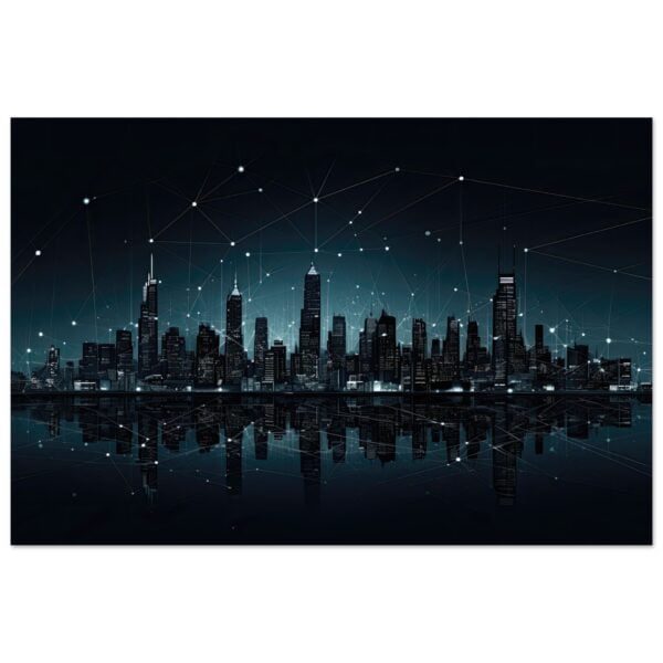City Skyline Night Constellations Metal Print - 50x75 cm / 20x30″