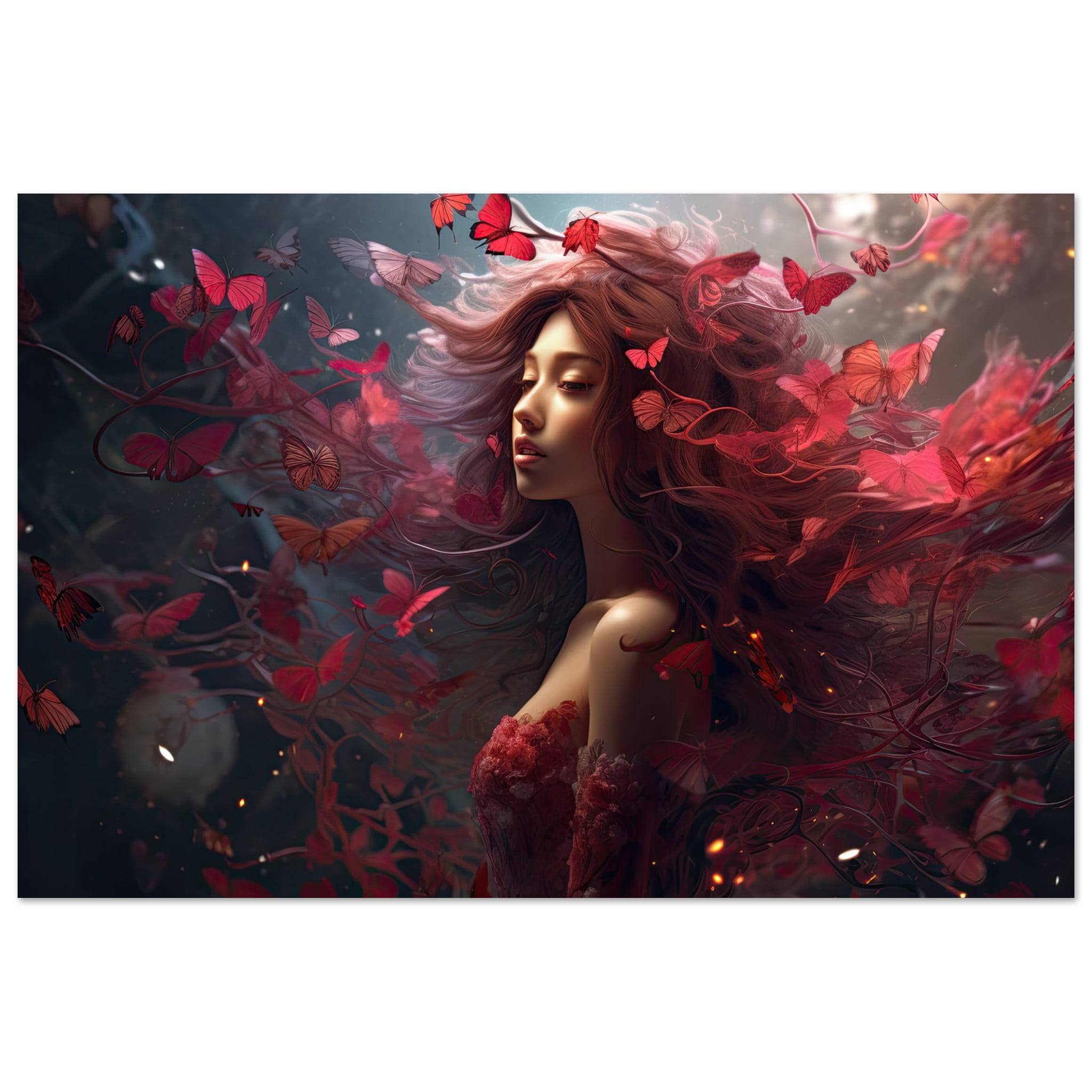 Crimson Reverie Beautiful Art Poster – 30×45 cm / 12×18″