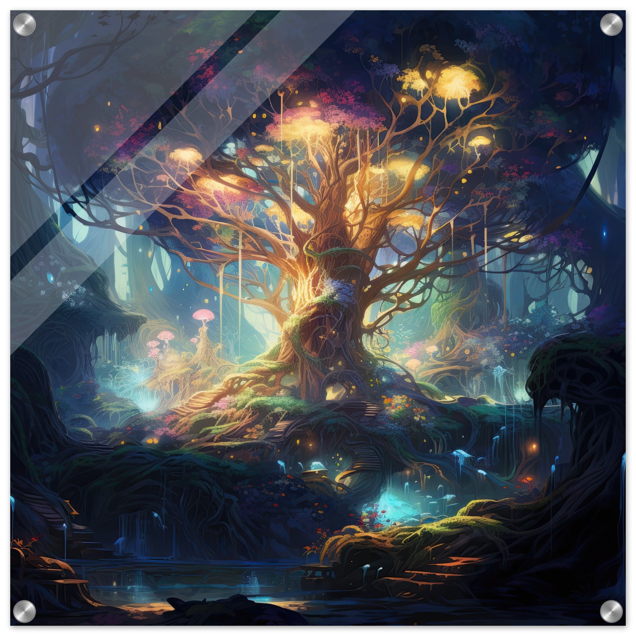 Magical Tree Kingdom Acrylic Print – 60×60 cm / 24×24″