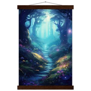 Path Through the Magic Forest Art Print with Hanger - 30x45 cm / 12x18″, Dark wood wall hanger