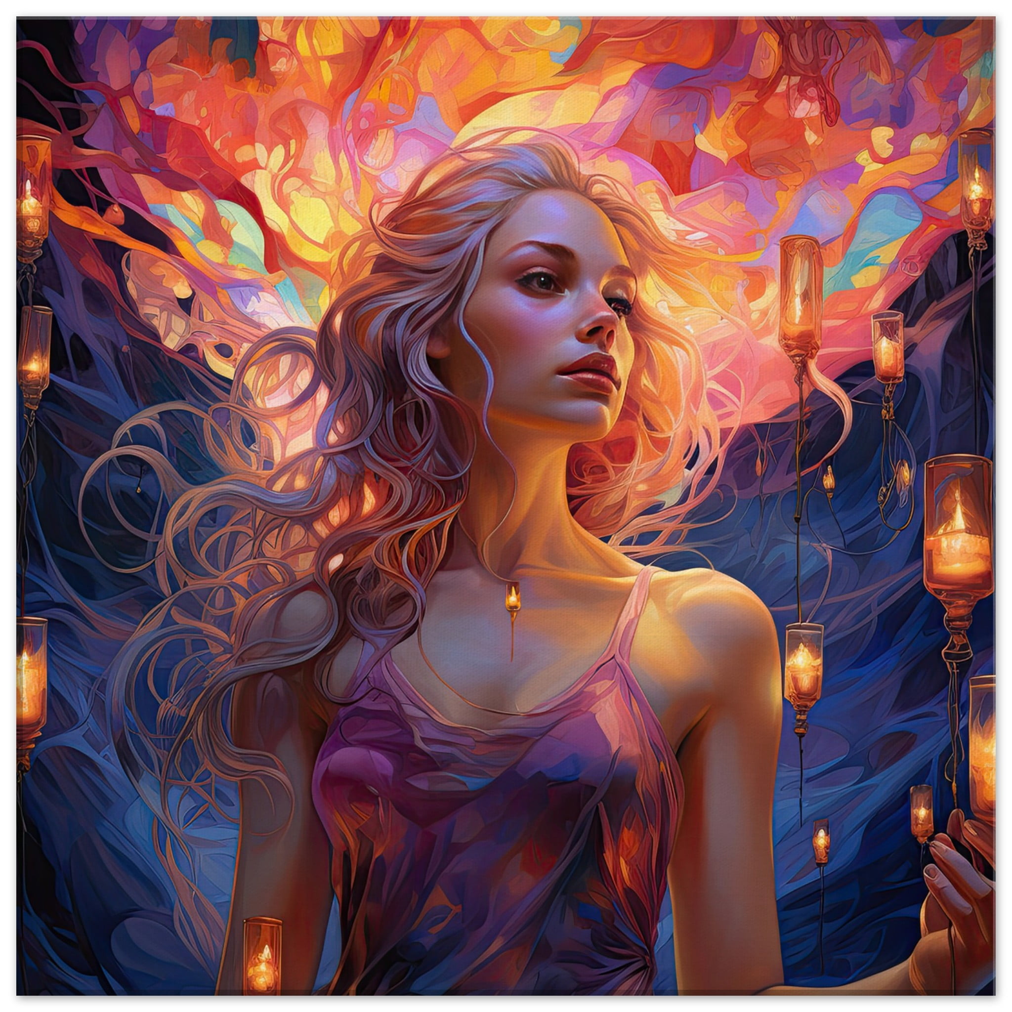Lovely Lanterns and Colors Canvas Print – 60×60 cm / 24×24″, Thick