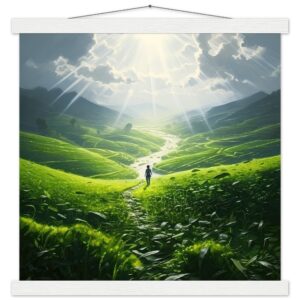Daybreak - Fields of Green - Art Print with Hanger - 40x40 cm / 16x16″, White wall hanger