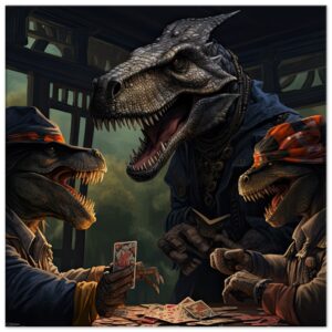 Tyrannosaurus Rex Poker Canvas Print - 60x60 cm / 24x24″, Slim