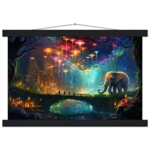 Elephant Cave of Wonder Art Print with Hanger - 30x45 cm / 12x18″, Black wall hanger