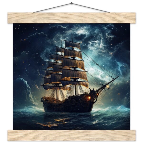 Fantastic Voyage Art Print with Hanger - 25x25 cm / 10x10″, Natural wood wall hanger