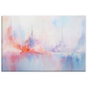 Pastel Abstract City Skyline Canvas Print - 20x30 cm / 8x12″, Thick