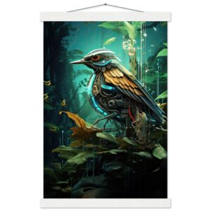 Robotic Bird - Nature - Art Print with Hanger - 30x45 cm / 12x18″, White wall hanger
