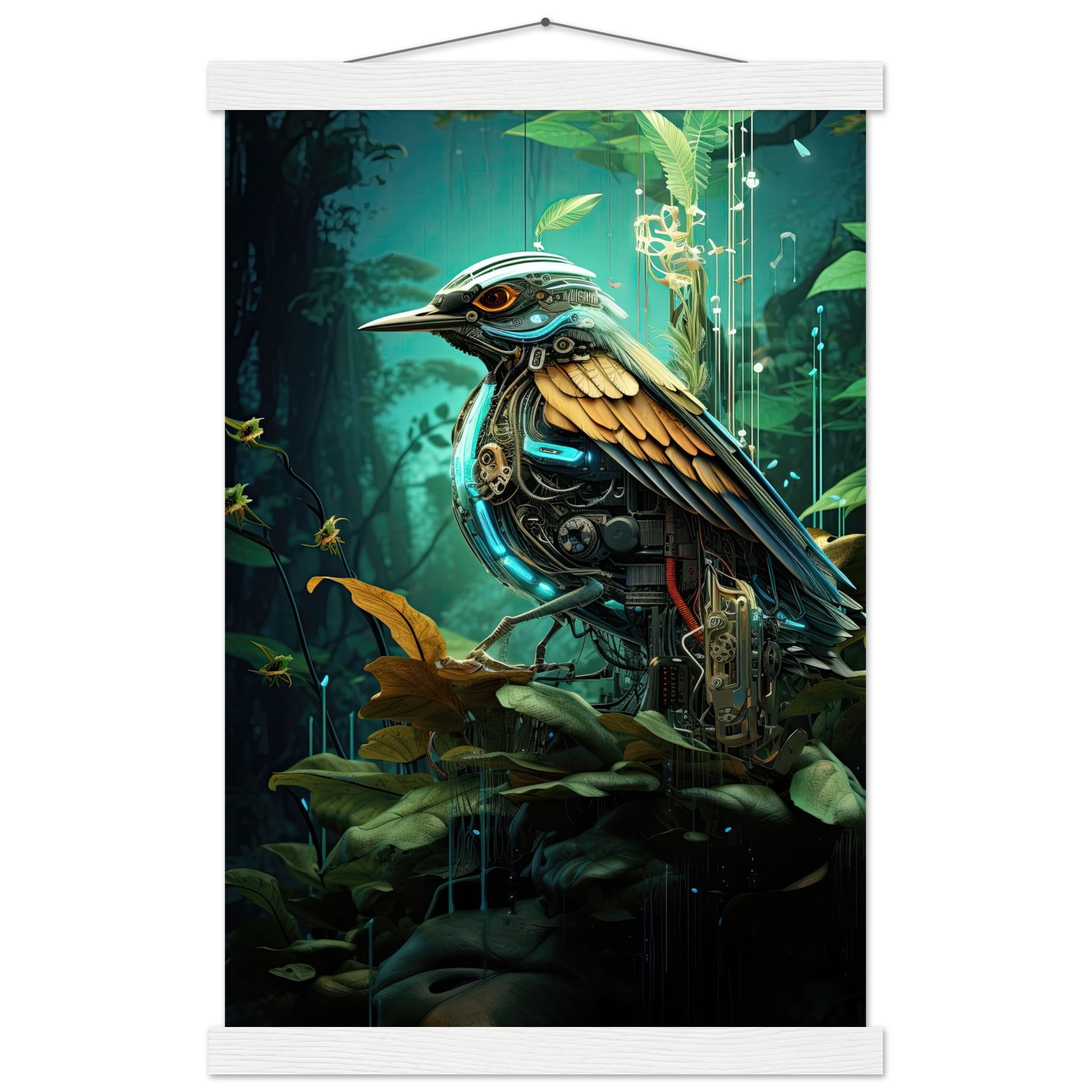 Robotic Bird – Nature – Art Print with Hanger – 30×45 cm / 12×18″, White wall hanger