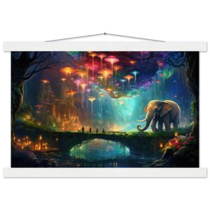 Elephant Cave of Wonder Art Print with Hanger - 30x45 cm / 12x18″, White wall hanger