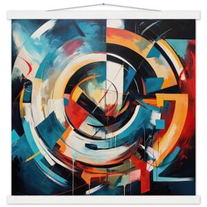 Abstract Colorful Painted Blue Art Print with Hanger - 50x50 cm / 20x20″, White wall hanger