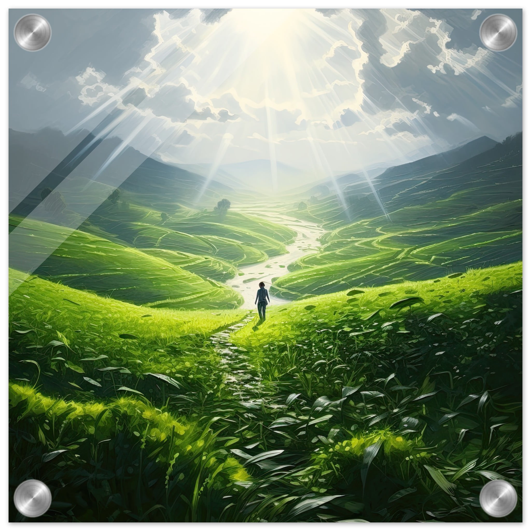 Daybreak – Fields of Green – Acrylic Print – 30×30 cm / 12×12″