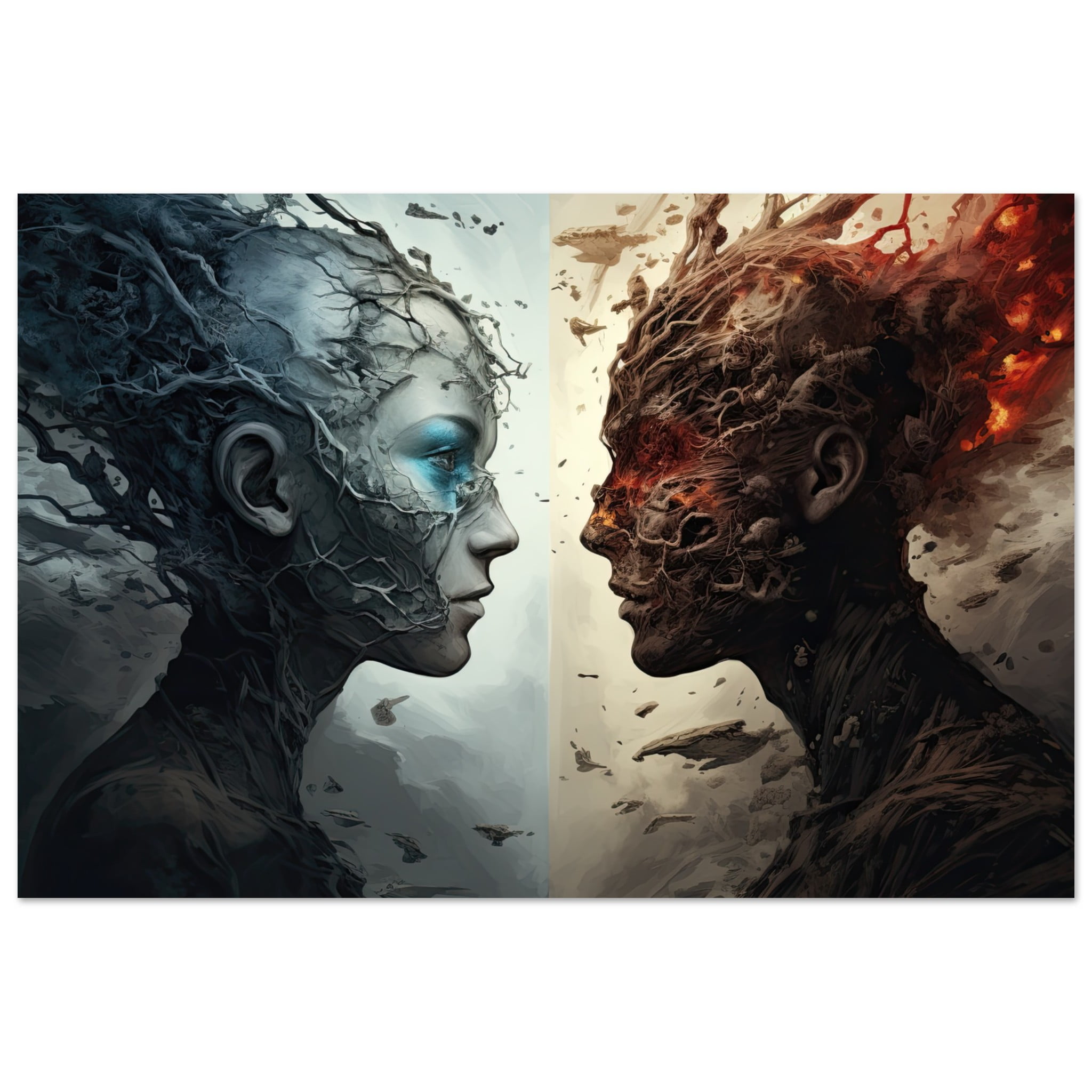 Duality of the Soul – Fire and Ice – Art Poster – 30×45 cm / 12×18″