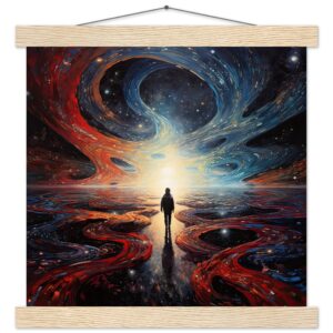 Infinity Abstract Art Print with Hanger - 30x30 cm / 12x12″, Natural wood wall hanger