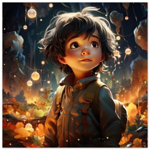 Enchanted World - Boy Adventurer - Metal Print - 60x60 cm / 24x24″