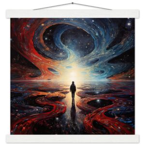 Infinity Abstract Art Print with Hanger - 35x35 cm / 14x14″, White wall hanger