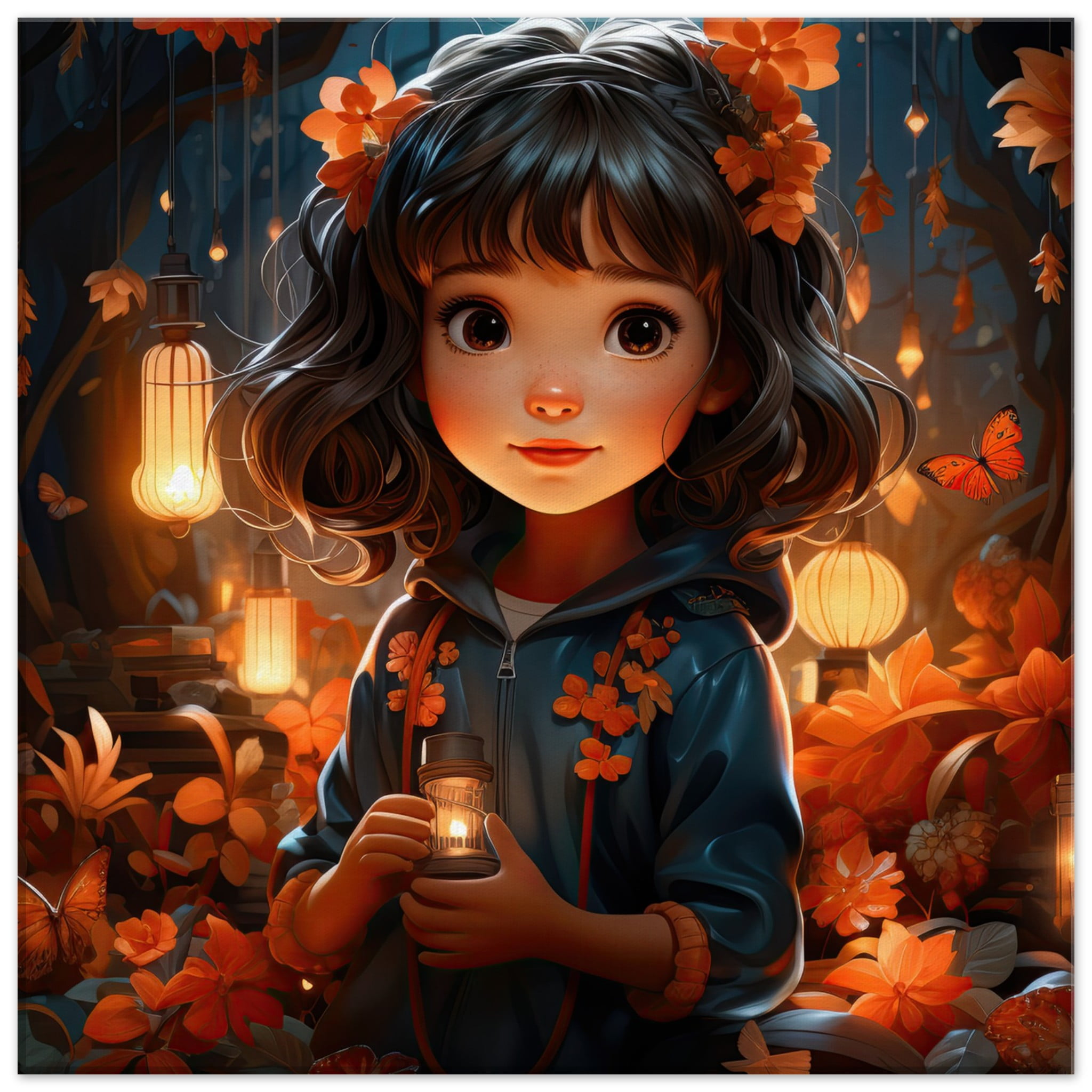 Enchanted World – Girl – Canvas Print – 50×50 cm / 20×20″, Thick