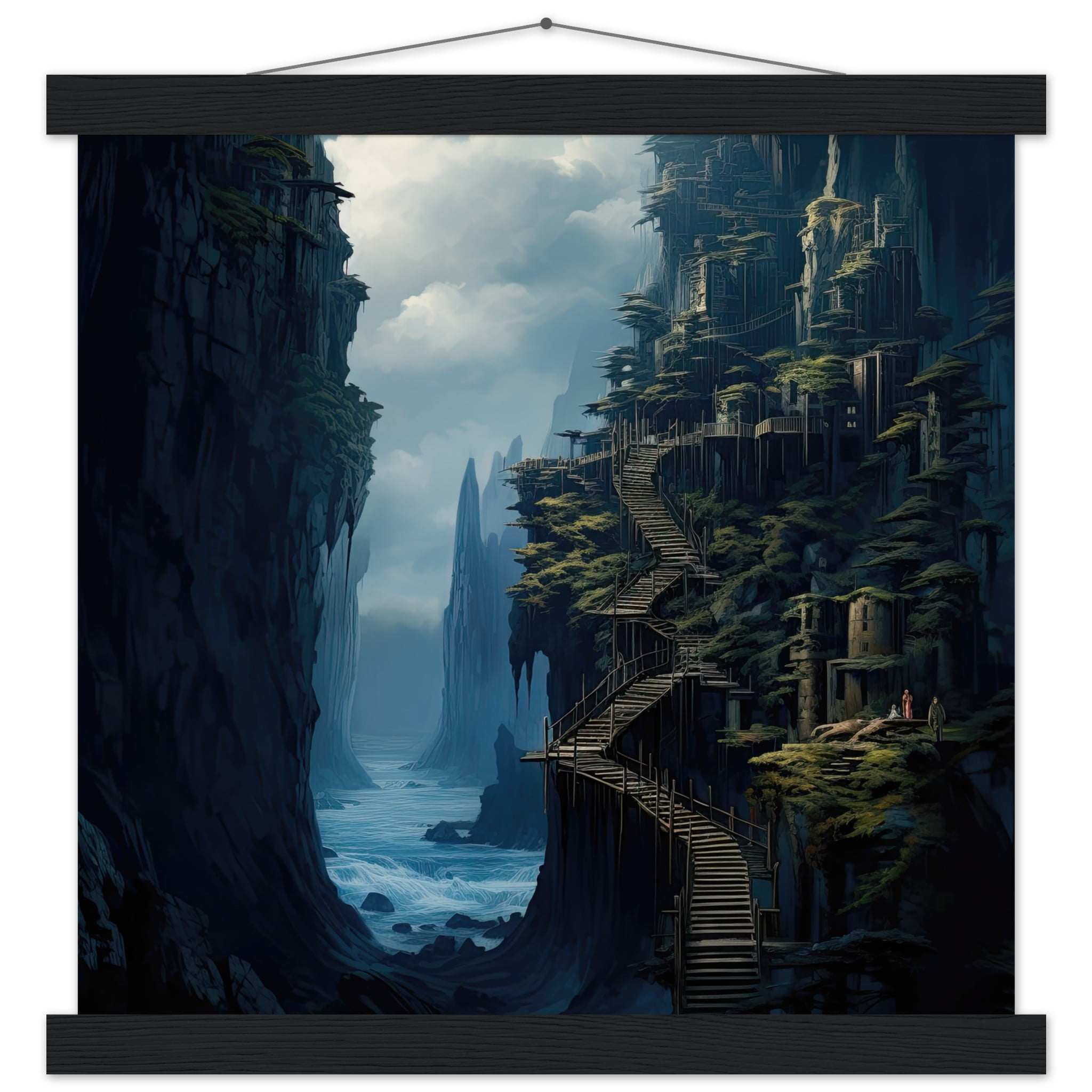 Cliffside Kingdom Landscape Art Print with Hanger