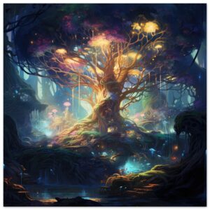 Magical Tree Kingdom Art Poster - 70x70 cm / 28x28″