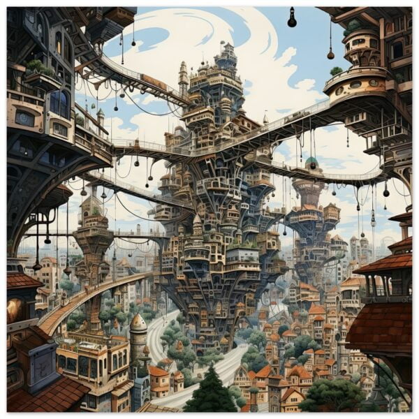 Surreal City Art Poster - 45x45 cm / 18x18″