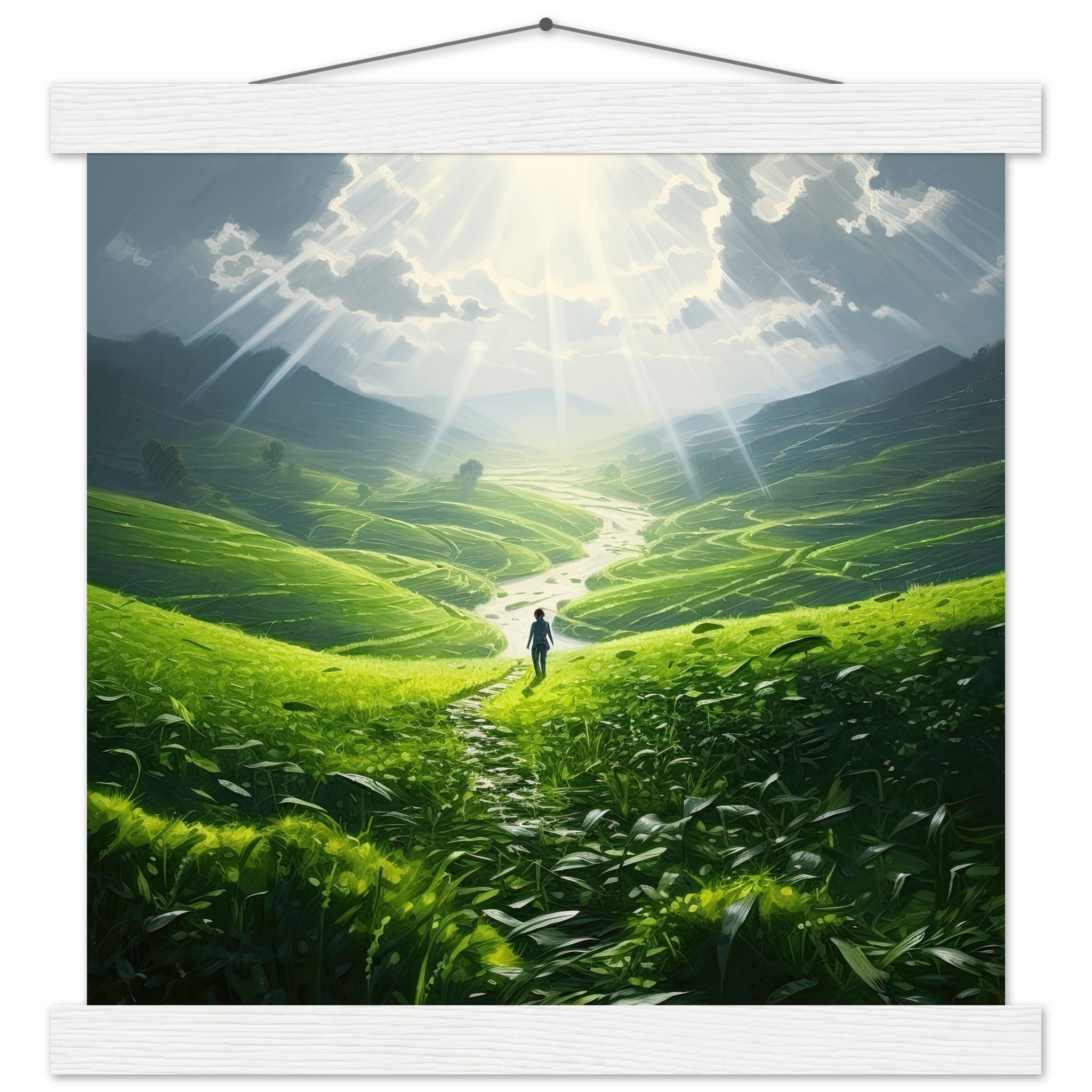 Daybreak – Fields of Green – Art Print with Hanger