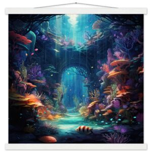 Underwater Paradise Ocean Art Print with Hanger - 50x50 cm / 20x20″, White wall hanger