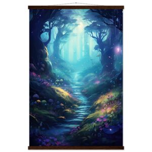 Path Through the Magic Forest Art Print with Hanger - 60x90 cm / 24x36″, Dark wood wall hanger