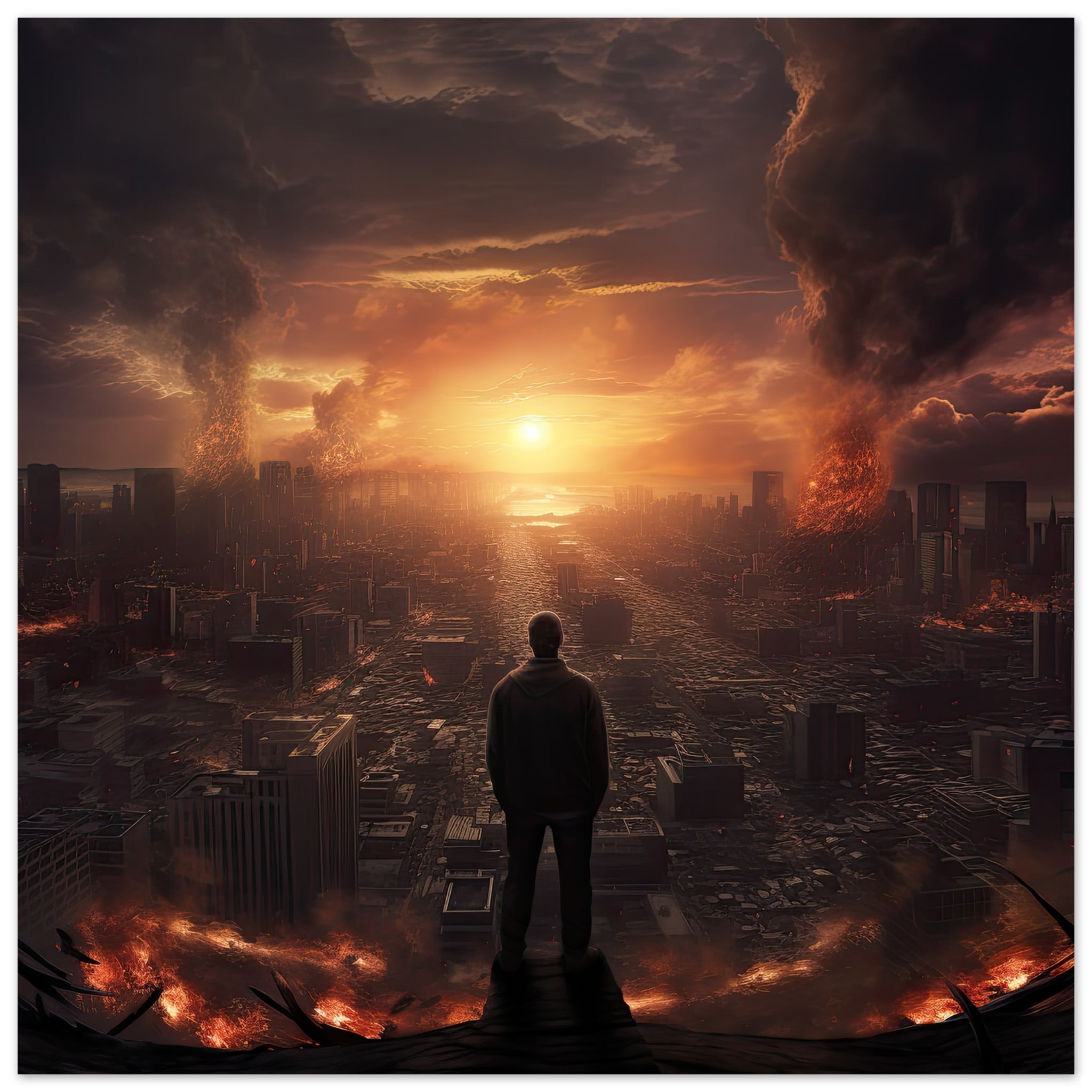 As The World Ends – Apocalypse Art Poster – 30×30 cm / 12×12″