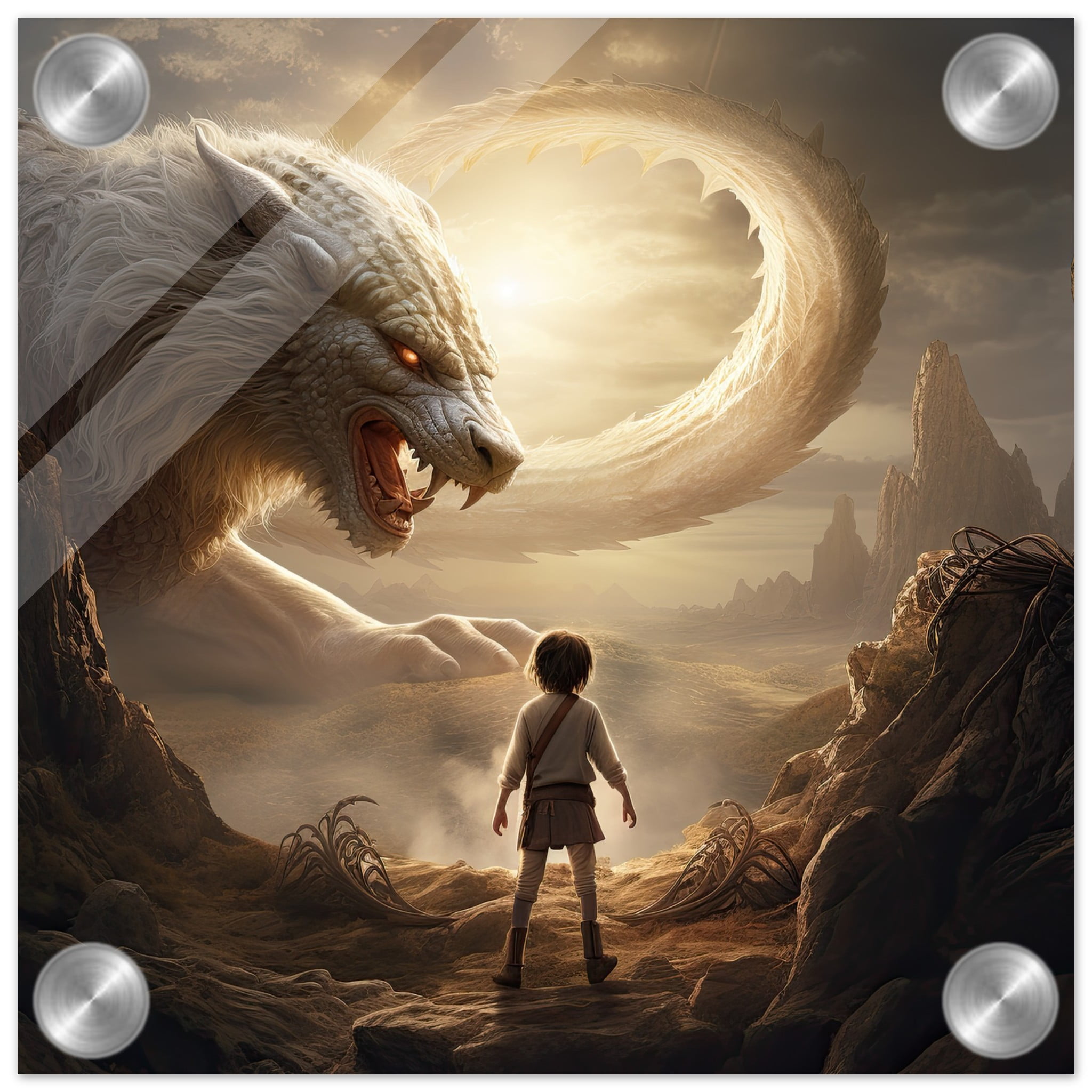 The Boy and the Chimera Acrylic Print – 20×20 cm / 8×8″