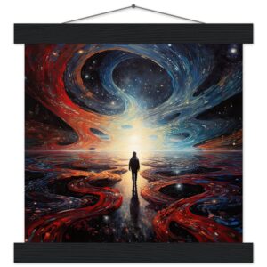 Infinity Abstract Art Print with Hanger - 25x25 cm / 10x10″, Black wall hanger