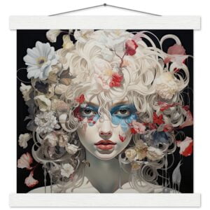 Flower Girl Art Print with Hanger - 30x30 cm / 12x12″, White wall hanger