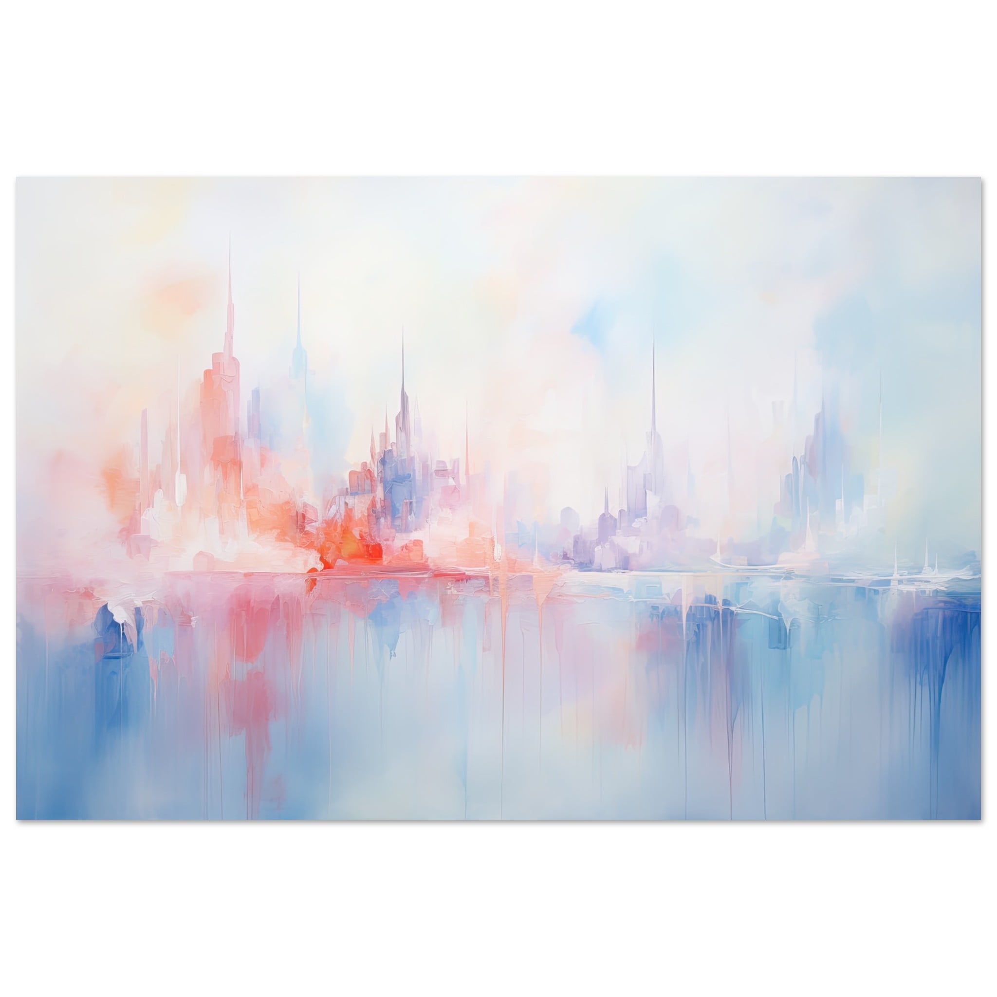 Pastel Abstract City Skyline Metal Print – 50×75 cm / 20×30″