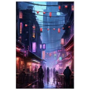 Cyberpunk Market Sci-Fi Canvas Print