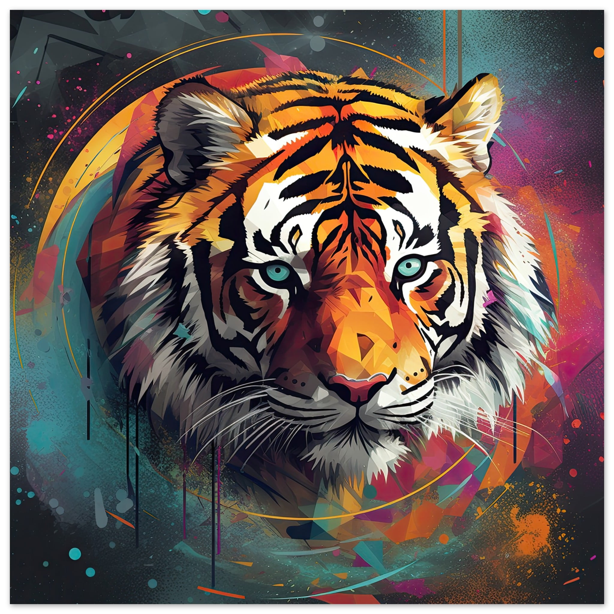 Tiger Colorful Abstract Metal Print
