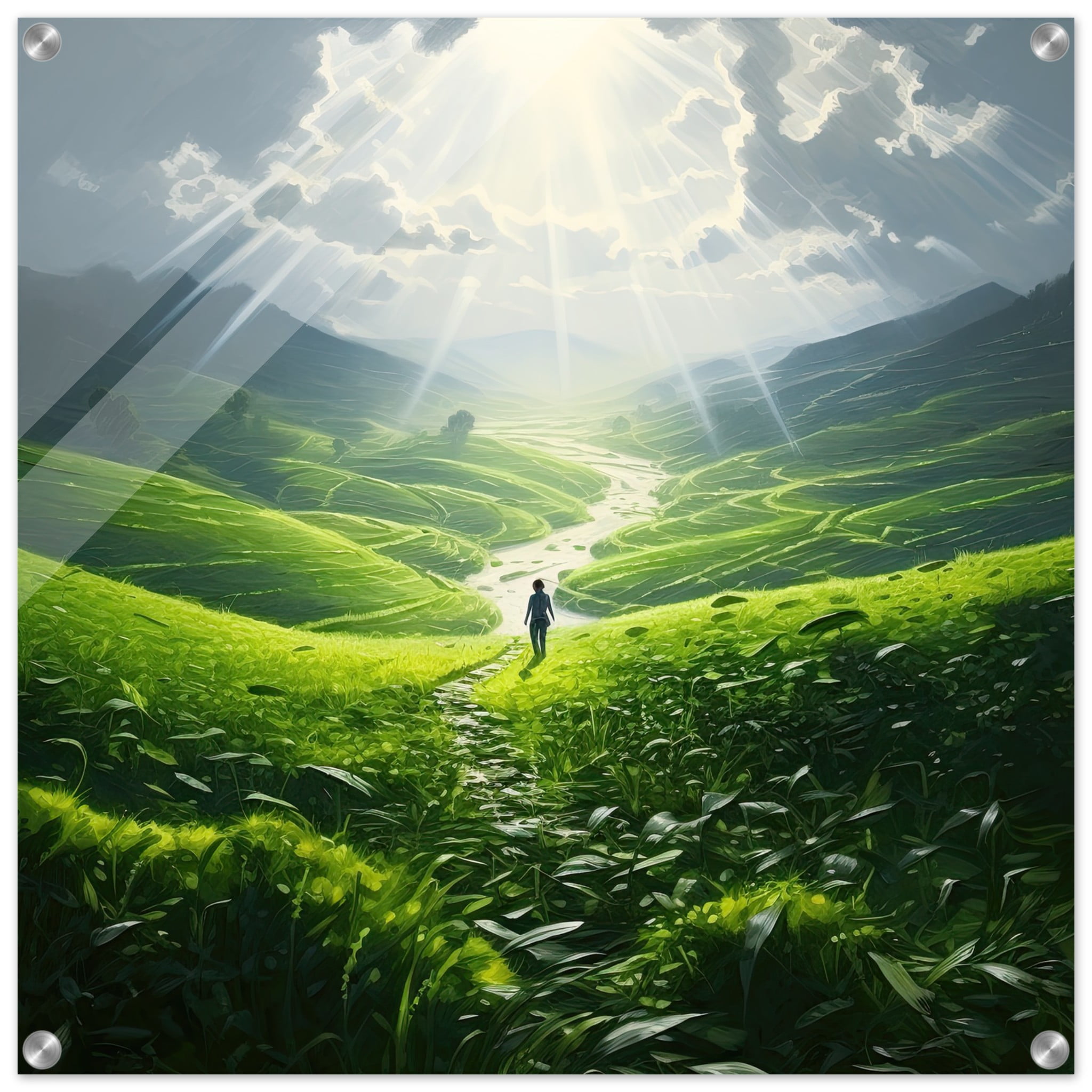Daybreak – Fields of Green – Acrylic Print – 60×60 cm / 24×24″