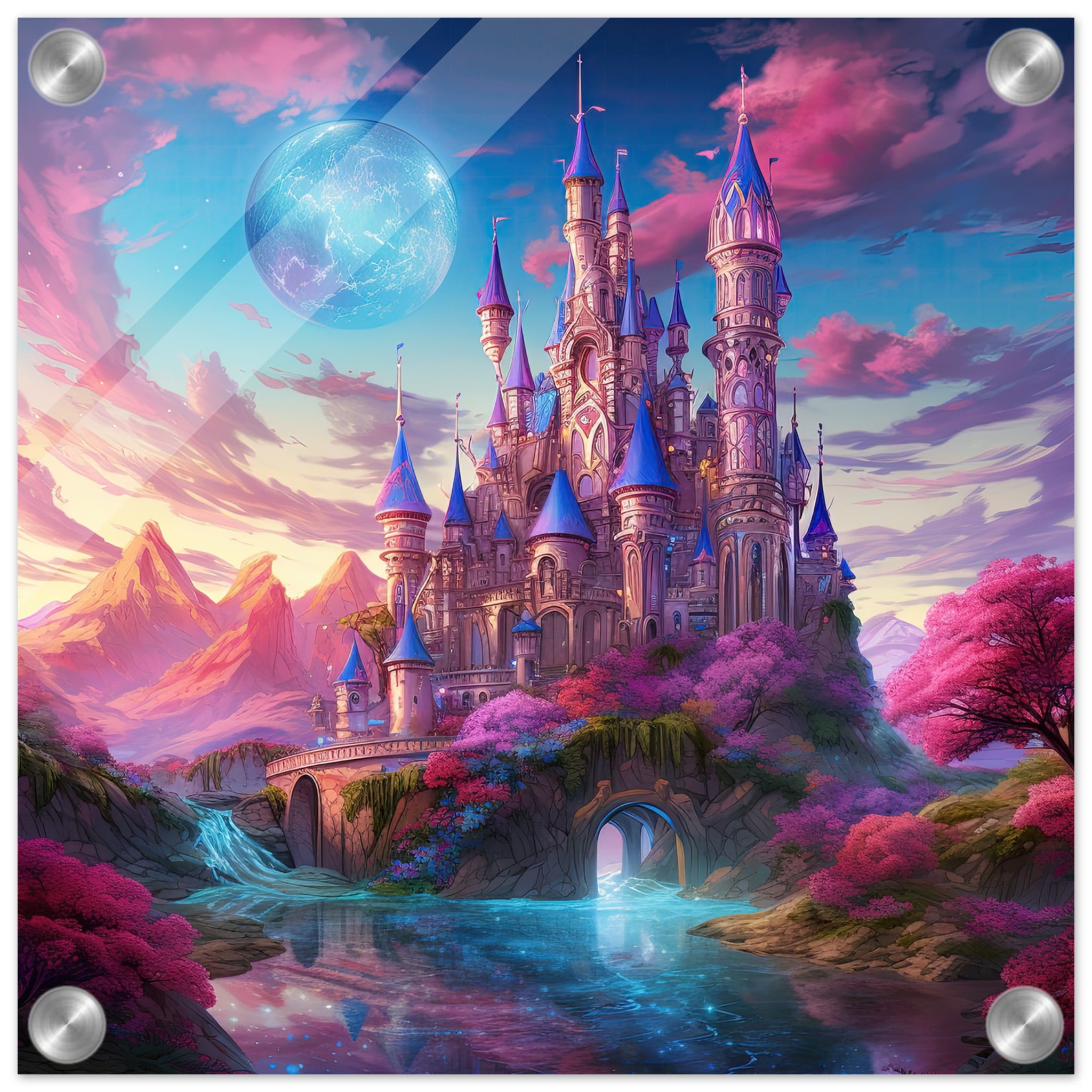 Colorful Fairy Tale Castle Acrylic Print – 30×30 cm / 12×12″