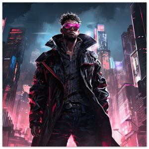 Cool Cyberpunk Dude Art Poster - 25x25 cm / 10x10″