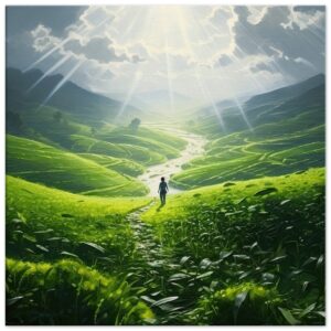 Daybreak - Fields of Green - Canvas Print - 60x60 cm / 24x24″, Slim