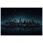 City Skyline Night Constellations Art Poster