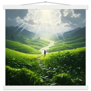 Daybreak - Fields of Green - Art Print with Hanger - 45x45 cm / 18x18″, White wall hanger
