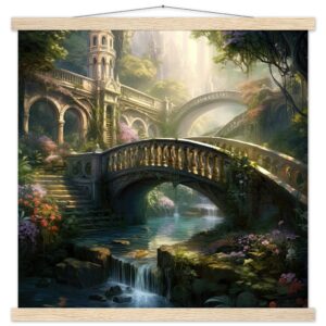 Bridge to the Kingdom of Paradise Art Print with Hanger - 50x50 cm / 20x20″, Natural wood wall hanger