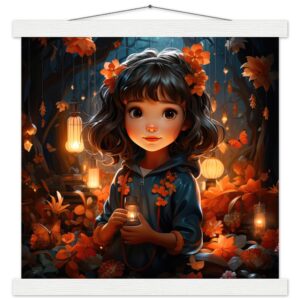 Enchanted World - Girl - Art Print with Hanger - 35x35 cm / 14x14″, White wall hanger