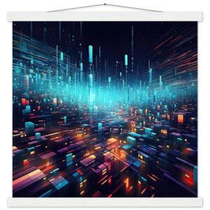 High Speed Data Art Print with Hanger - 45x45 cm / 18x18″, White wall hanger