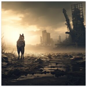Lone Wolf Post-Apocalyptic Metal Print - 20x20 cm / 8x8″
