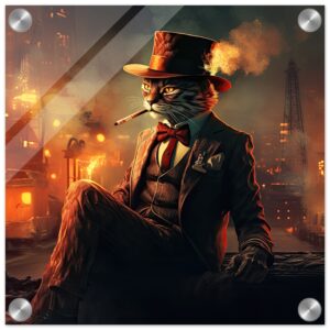 Gangster Cat Cool Acrylic Print - 30x30 cm / 12x12″