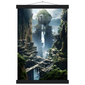Sci-Fi Concept Art Print with Hanger - 30x45 cm / 12x18″, Black wall hanger