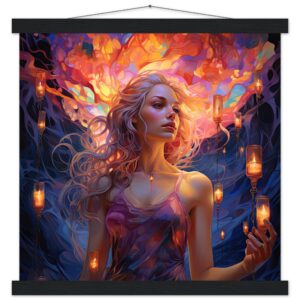 Lovely Lanterns and Colors Art Print with Hanger - 40x40 cm / 16x16″, Black wall hanger