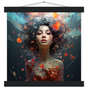 Digital Art - Girl Beautiful Abstract - Art Print with Hanger - 30x30 cm / 12x12″, Black wall hanger