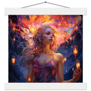 Lovely Lanterns and Colors Art Print with Hanger - 25x25 cm / 10x10″, White wall hanger