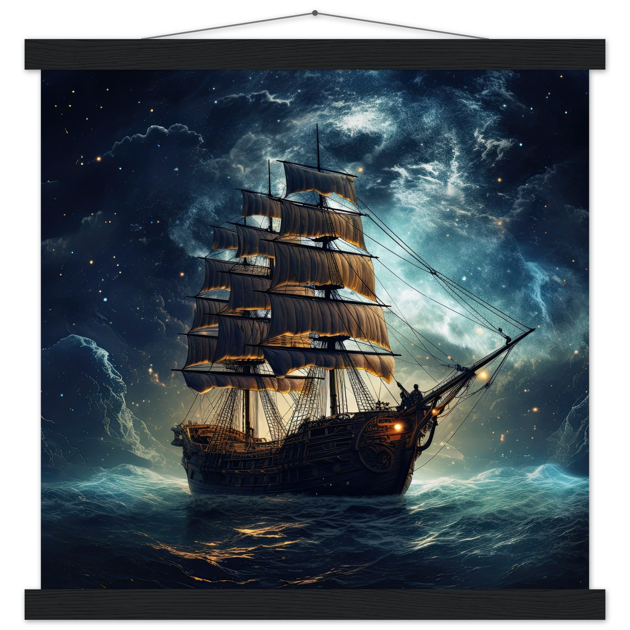 Fantastic Voyage Art Print with Hanger – 40×40 cm / 16×16″, Black wall hanger